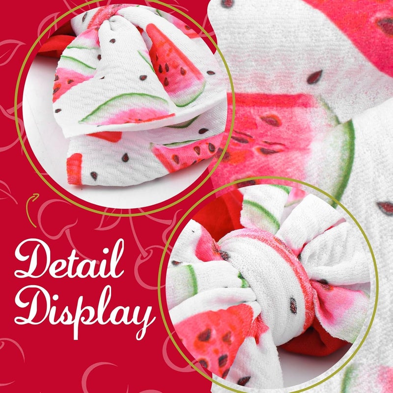 ONENINEDREAM 2 Pcs Baby Girl Headbands Summer Outfits 6’’ Fruit Hair Bows Watermelon Hair Accessories for Newborn Infant Toddler Girls Clothes - Image 5